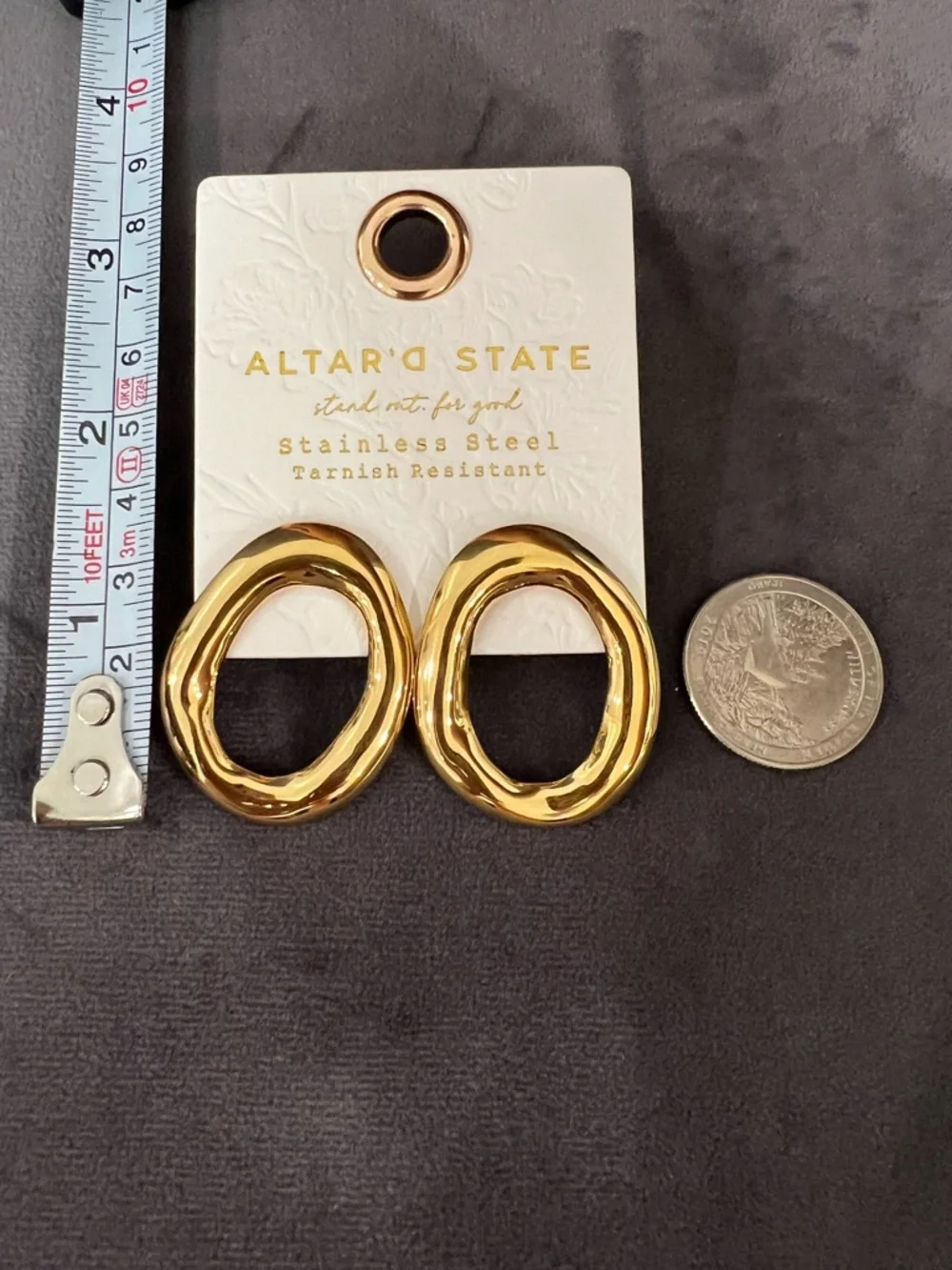 Altar'd State Gold Tone Open Oval Earrings